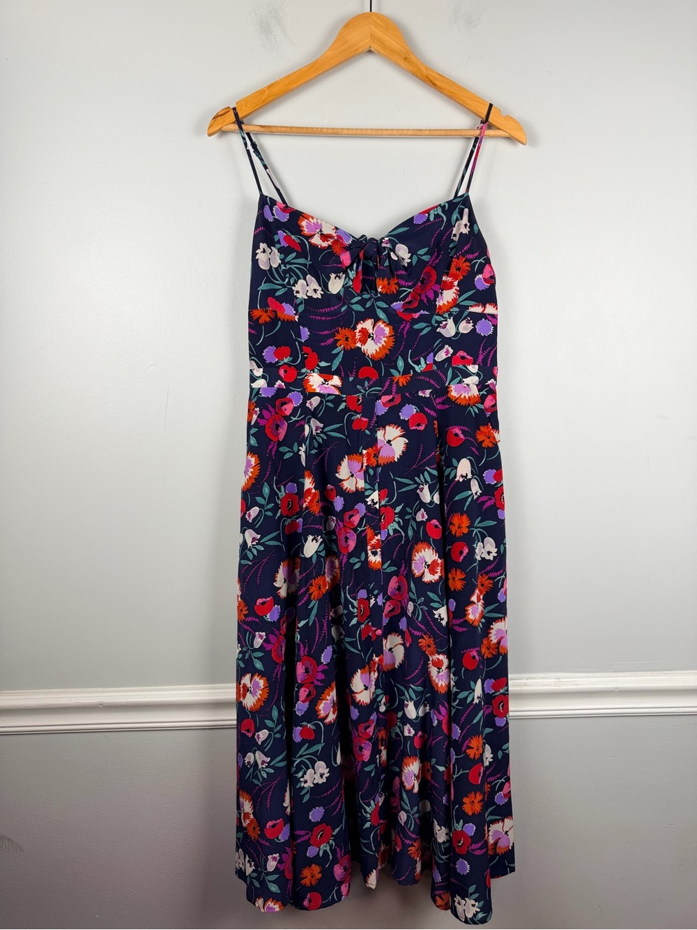 Yumi Kim Navy Floral Print Rivington Valley Pretty Woman Midi Dress Isabeau Silk - Picture 4 of 11